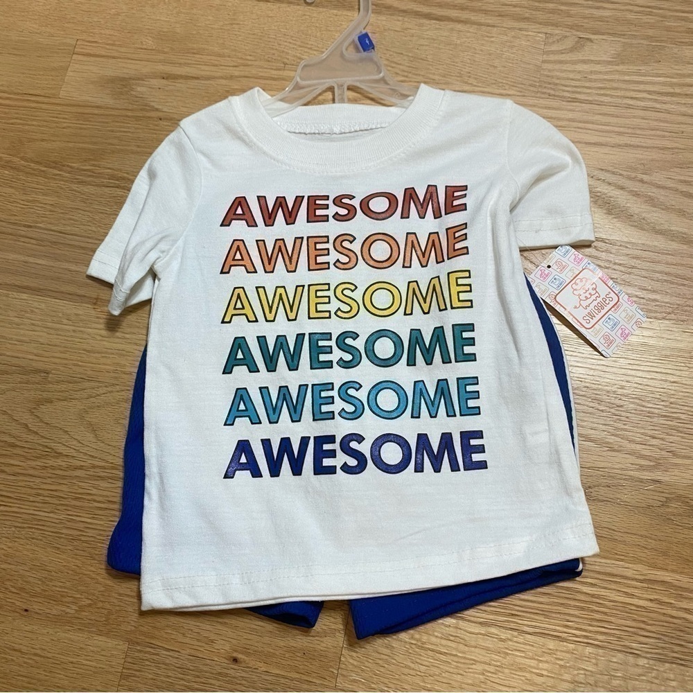 Awesome Rainbow T-shirt Shorts Outfit Bundle NWT 2T Boys White Blue Toddler